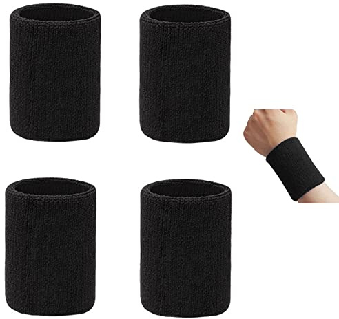 4 Pcs Wrist Sweatband, Athletic Sweat Bands Wristband Tennis Band