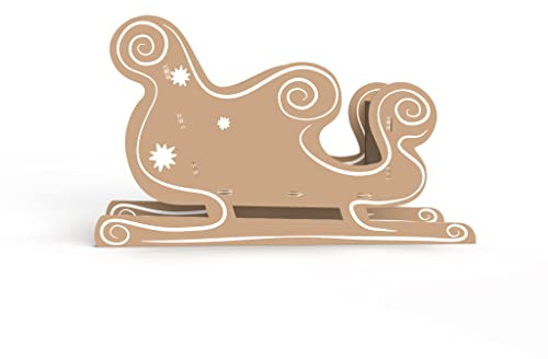 RIPPOTAI Slitta di Babbo Natale by Rippotai, con decori, in cartone resistente ecologico, porta regali per decorazioni di Natale Made in Italy 80x34x48cm