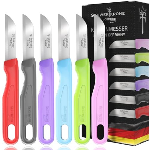 Schwertkrone - Set di 6 Coltelli da Frutta - Spelucchino Solingen affilati - con Lama in Acciaio Inox Affilata e Precisa - Coltelli per verdure