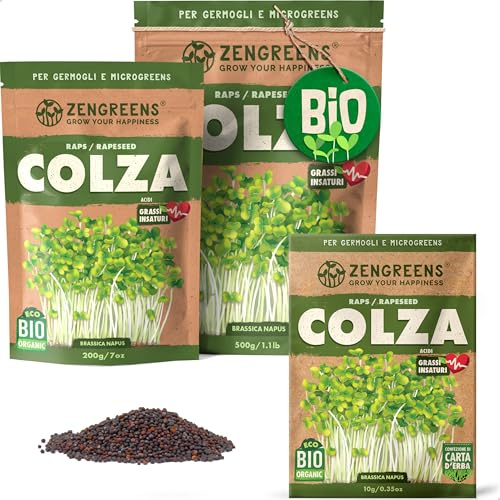ZenGreens® - EKO Raps Frön - Välj mellan 10, 200g och 500g - Raps Frön med en grobarhet på över 97 procent - Groddar av Raps Frön - Microgreens