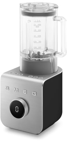 Smeg, Frullatore ad Alte Prestazioni BLC01BLMEU, con Accessori Inclusi e Funzione Pulse, 5 Programmi Preimpostati, 9 Livelli di Velocità, 2 Modalità, Caraffa Rimovibile, Potenza 1400W, Nero