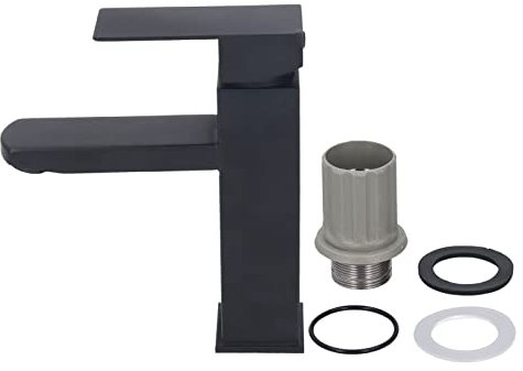 XHTLLO Grifo De Lavabo De Pintura para Hornear Negro con Apariencia De Acero Inoxidable para Lavabo De Baño Hotel