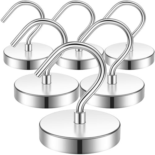 FINDMAG 6Pack Metal Magnetic Hooks, 100lbs+ Heavy Duty Magnets with Hooks for Cruise Ship Walls,Magnetic Kooks Heavy Duty for Cruise Cabins,Hanging,Grill,Tool,Kitchen
