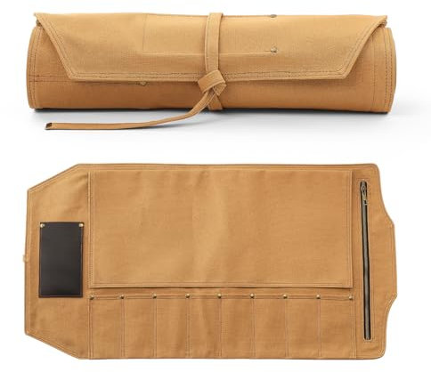 XINZUO Couteau de Chef Roll Sac 78.5cmx41.5cm, 8 Emplacements, Toile Épaissie 16oz, Rouleau de Couteaux de Voyage pour Chef, Sac de Rangement Portable pour Couteaux de Cuisine (Sac Seulement)