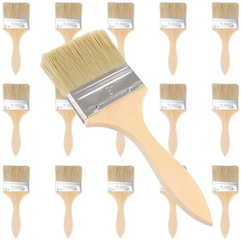 SHUESS 15er Flachpinsel Pinsel Set – 75mm Malerpinsel & Lackpinsel für Holz & Wand – Wiederverwendbare Lasurpinsel für Farben, Lacke & Holzlasur – Pinselset für Heimwerken, Möbel, Zäune & DIY-Projekte