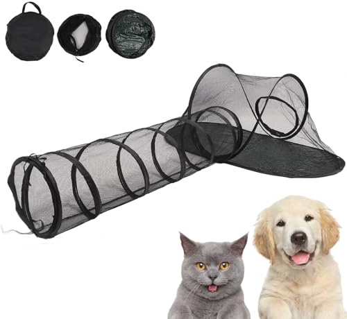 Tenda per Gatti da Esterno, Tenda per Recinti per Animali di Grandi Dimensioni con Tunnel per Cani di Piccola Taglia e Gatti, Tenda Pieghevole Portatile in Rete Traspirante con