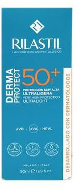 Rilastil - Dermaprotect 50+, Crema Solar Facial, Protege la Piel de los Rayos UVB, UVA y la Luz Azul, Hidrata y Previene el Envejecimiento, Apto para Todo Tipo de Pieles - 50 ml