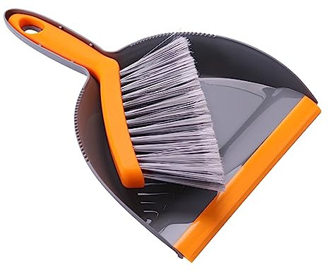 CALLARON Mini Broom and Dustpan Cleaning for Desktop Use Portable Plastic Cleaning Tools Gray and Orange Efficient for Spaces and Hard to Reach Corners