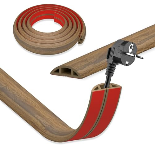 DIKARYA - Canalina per cavi, effetto legno, autoadesiva, 3 cm x 3 m, mini flessibile, piccola canalina per cavi da pavimento, per esterni, flessibile, facile da tagliare, montaggio per cavo di