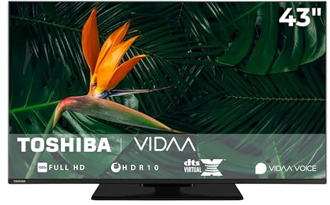 Toshiba 43LV3F63DA Téléviseur Smart TV VIDAA Full HD HDR Smart TV avec Triple Tuner et Bluetooth TV LED 43LV3F63DA