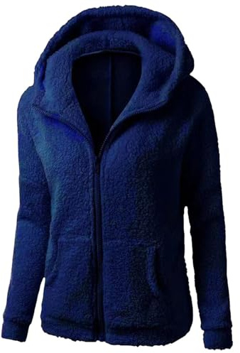 Sweats à Capuche Femme - Kvinnors Hoodie Stora Storlekar Toppar med Dragkedja Enfärgad Sweatshirt Mantel med Två fickor Vår- och Höstjacka Utomhus- och Träningströja, Marin, XL
