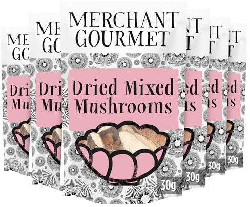 Merchant Gourmet Dried Mixed Mushrooms, Soak & Cook, Oyster, Shiitake & Porcini, Perfect for Risottos, Pasta & Soups, 30 g (Pack of 6)
