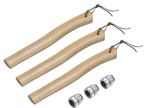 QUARKZMAN 3 Pezzi Manico Di Ascia In Legno Sostituzione 12.6 Manico Universale In Hickory Per Ascia Da Campeggio Giardinaggio Con Zeppa Rotonda