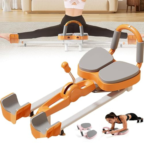 2-i-1 bensträckare delad maskin med ryggstöd, justerbar 0-180° delad tränare för flexibilitet, 440lb kapacitet Stretching utrustning för balett Yoga Dansgymnastik, Hemgym Fitness utrustning