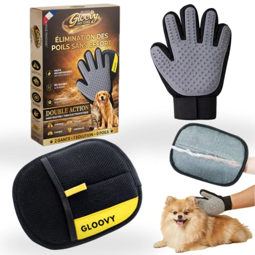 GHRB Gloovy Gant Anti Poils Animaux Chien et Chat 2 en 1
