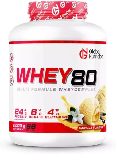 GlobalNutricion Whey 80 Proteína en Polvo de Suero de Leche 2 kg Vainilla