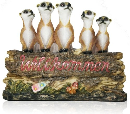 colourliving Willkommen Schild Garten Erdmännchen Familie 5er