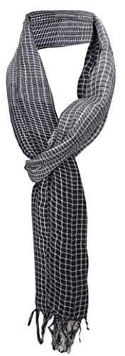 TigerTie Schal in schwarz grau weiss gemustert mit Fransen - Gr. 180 x 50 cm