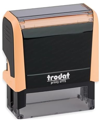 Trodat Printy 4915-70x25 mm - Pêche Pastel | Tampon Encreur Professionnel Automatique 6 Lignes Personnalisable - Impression nette & précise
