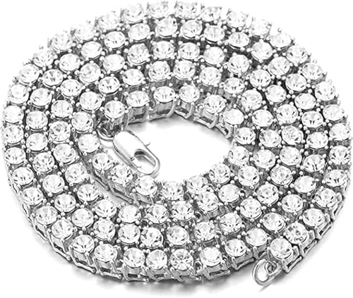 Halukakah Herren Goldkette Iced Out,5.5MM Herren Tenniskette Platin überzogen Weißgold Halsband Halskette 60cm,Labordiamant Zinken-Set,Geschenk für Ihn