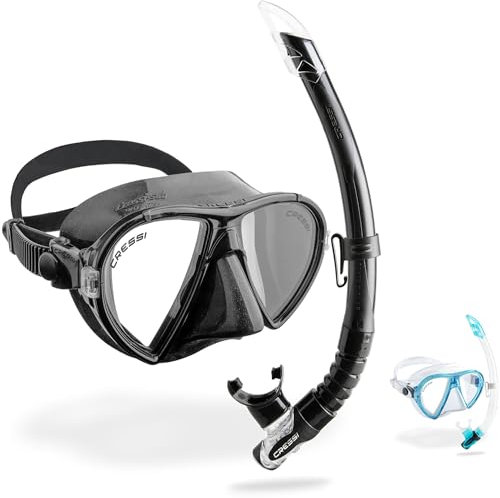 Cressi Combo Set VIP Conjunto de mascarillas Ocean y Snorkel Gamma, Unisex-Adult, Black, One Size