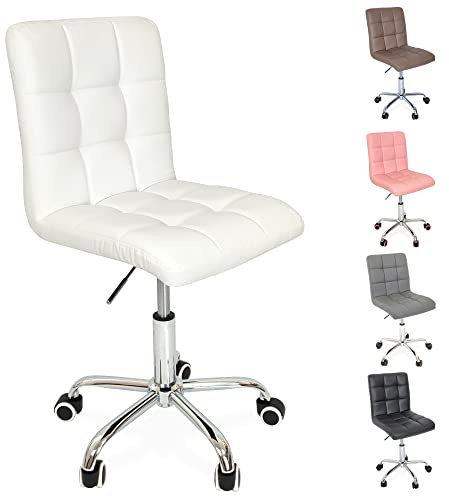 Beltom® Sedia Ufficio Studio Girevole Regolabile in Altezza Perfetta in Camera da Letto scrivania PC e arredo casa - Bianco
