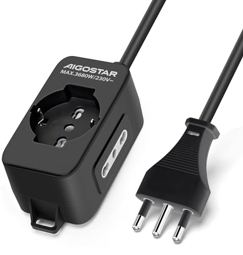 Aigostar Multipresa Ciabatta Elettrica a 3 Posti, 16A Potenza 250V, P40, P17/P11 Cavo 3m. Color Nero