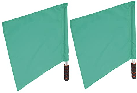 Kuuleyn Bandera de árbitro Deportivo, Bandera de Juez de línea, Bandera de árbitro de fútbol, Banderas Oficiales de árbitro de 2 Piezas, Poste de Acero Inoxidable, competición Deportiva(Verde)