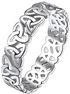 Suplight 925 Sterling Silver Triune Celtic Knot Ring 5mm, Celtic Friendship Ring, Irish Jewelry for Women Girls Size 10