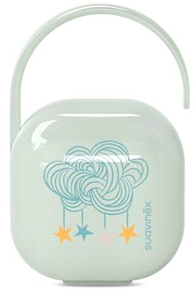 Suavinex, Boîte à Tétine avec Capacité pour 2 Sucettes. Pochette pour Sucettes, Boîte à Sucette avec Anse Flexible, Étui Sucette, pour Bébés +0 Mois, Dreams Bleu