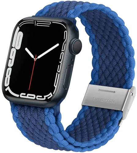 Anlinser Solo Loop Kompatibel med Apple Watch Band 41mm 40mm 38mm, Elastiska remmar med justerbart spänne Kompatibel med Apple Watch SE Series 9 8 7 6 5 4 3, Blå