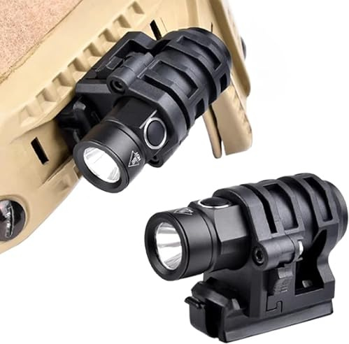 QIRUIMY Luce Tattica per Casco Militare, Mini Torcia in Alluminio da 400 Lumen Luce stroboscopica Multifunzione con Guida per Clip Rapida per Casco., WCP002