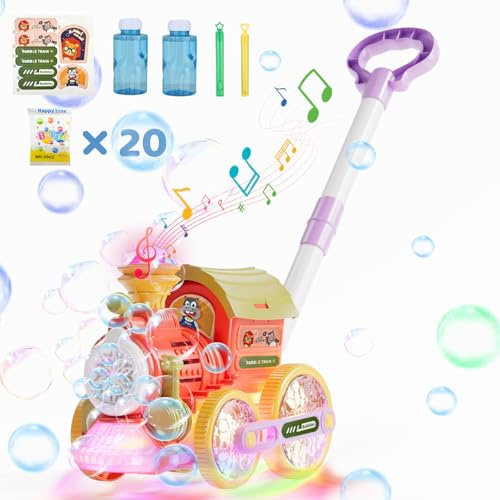 Bubble Machine, Bubble Blower Maker, Bubble Train per i più piccoli, giocattoli estivi da cortile all'aperto (rosa + giallo)