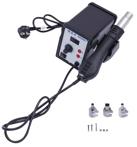 220V, 700W, Heißluft Lötstation, Entlötstation, SMD Lötstation mit 3 Düsen, Automatische Kühlung, 100-500℃, 1.2m Stromkabel, Lötstation mit LED Digital Temperatur-Anzeige, Zum Schweißen, Entlöten