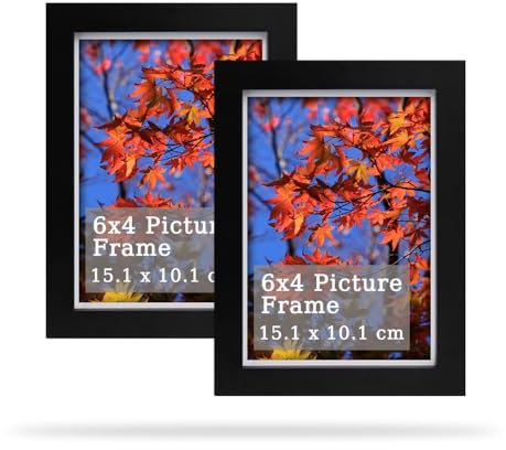 6x4 Photo Frames, Art Print Poster Picture Photo Frames, Solid Wood Frames with Organic Glass, 10x15 cm for Table or Wall Gallery Pictures Frames(Black Color)