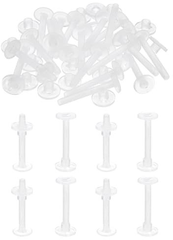 PATIKIL 40mm Vis Chicago, 20 ensembles de vis à poste de liaison en plastique pour ceinture en cuir, albums photo, transparent