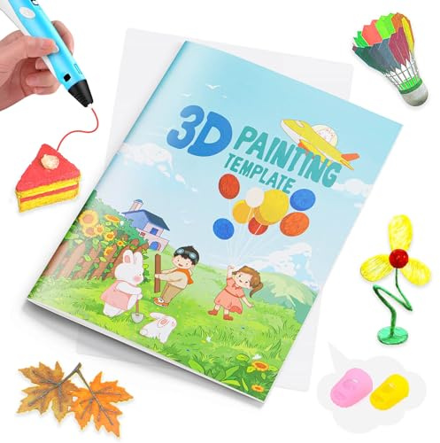 Livre de dessin Dayker avec impression 3D, 40 modèles originaux de graffitis, pochoirs réutilisables en papier épais avec stylo 3D et planche en PVC pour Noël, Thanksgiving, anniversaire, cadeau DIY
