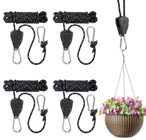 ueslwser 4 corde di tensione da 4 mm con tenditore, 4 m di tensione riflettenti, cricchetto regolabile con gancio, corda luminosa per tenda da campeggio