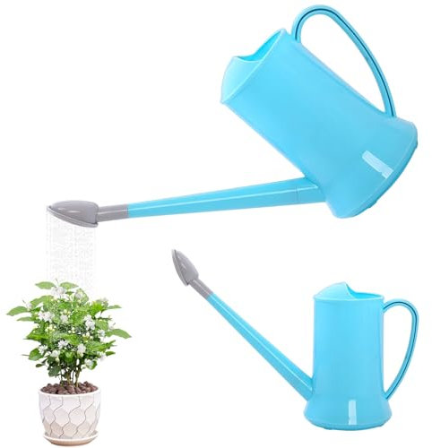 2 Litre Watering Can Long Spout Plastic Detachable Sprinkler Plant Watering Pot Lightweight Water Sprayer Watering Bottle for Indoor Outdoor Garden House Flower Bonsai Plant (Blue A)