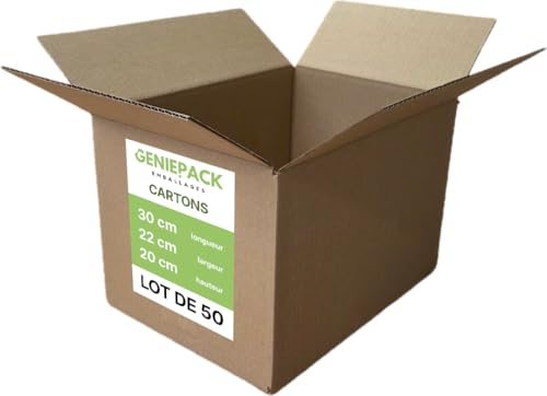 Confezione da 50 Cartoni di spedizione 30 x 22 x 20 cm - Scatole postali in cartone ondulato di alta qualità - Formato ideale per e-commerce, vinted, trasloco e stoccaggio, riciclabili e robusti