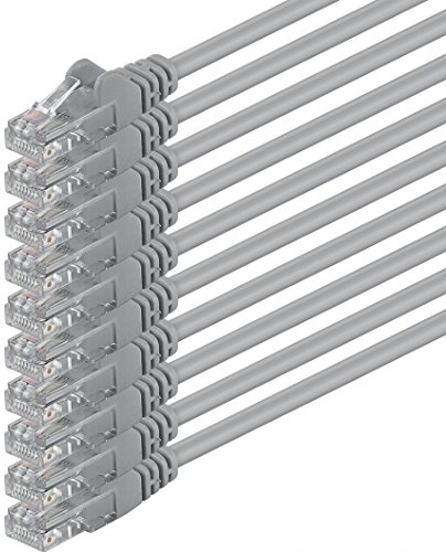1aTTack.de 10x 0,5m Câble Réseau Cat6 Cat 6 - RJ45 Ethernet LAN DSL Routeur Modem - Gris