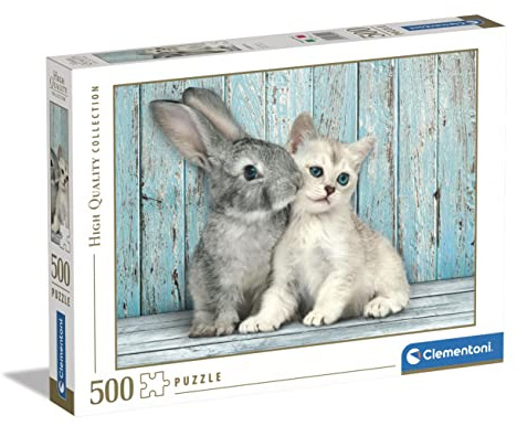 Clementoni - 35004 - Collection Puzzle for Children and Adults - Cat and Bunny - 500 Pieces