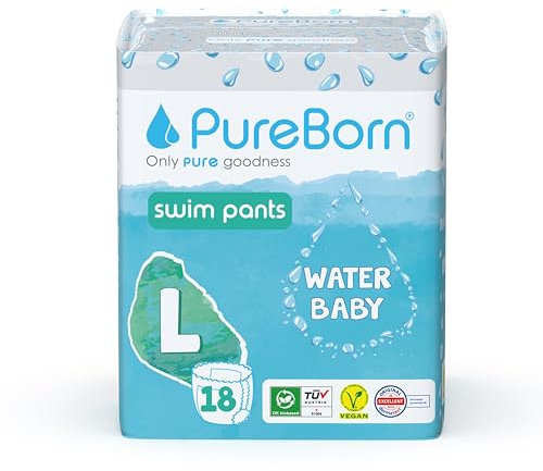 PureBorn 18 Pannolini Costumini Taglia 5 (9-14kg), Ideali per Mare e Piscina, Impermeabili, Comodi e Pratici, Anti-Fuoriuscita