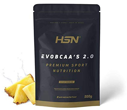 HSN BCAA con Glutamina Evobcaa's 2.0 | Piña 500g | Aminoácidos Ramificados Ratio 12:1:1 (Leucina + Valina + Isoleucina) | No Incluye Dosificador | No-GMO, Vegano, Sin Gluten