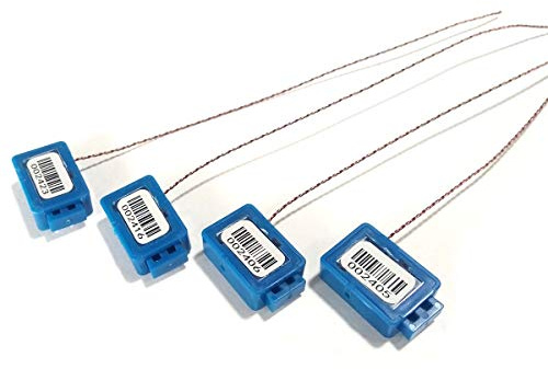Guarnizione di sicurezza in plastica numerata per contatore dell'acqua, sigillo di sicurezza, anti-manomissione, per contatore del gas, fascette autobloccanti con filo di rame (100 pezzi, blu)