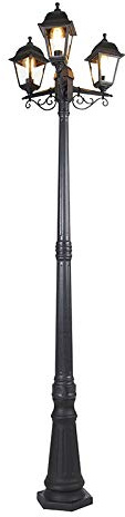 Qazqa Clásico/Antiguo Farola clásica negra 3-luces IP44 - CAPITAL Vidrio/Plástico Alargada Adecuado para LED Max. 3 x 15 Watt