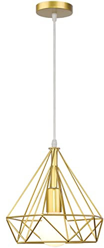 iDEGU Lampadario a sospensione retrò 25 cm Lampadario da soffitto vintage industriale lampada da soffitto design gabbia a diamante illuminazione da soffitto in metallo per soggiorno camera da letto