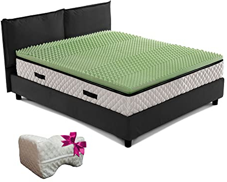 Topper Memory Foam 6cm, Materasso per bambini, Correttore in Memory Foam a 7 zone, Materassino memory alto 6 cm reali con CUSCINO IN REGALO - Interno AIR MEMO GREEN, Materasso baby 60x120