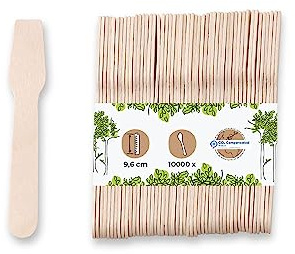 BIOZOYG porcionador para helado ecológico I 10.000 palitos de helado de madera I cucharas de postre de helado biodegradables I cuchara de madera desechable I cucharas de helado sostenibles