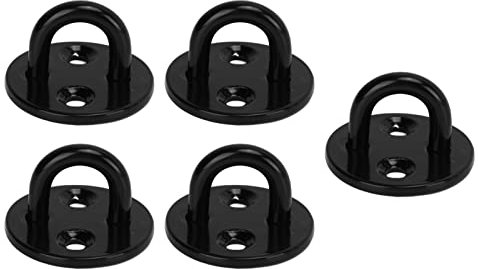 Anclaje de Pared Grueso de Placa de Ojo de 5 uds., Acero Inoxidable Negro, Rodamiento de Carga Mejorado, Almohadilla de Servicio Pesado, Ganchos de Ojo de Placa de Ojo (5 mm)
